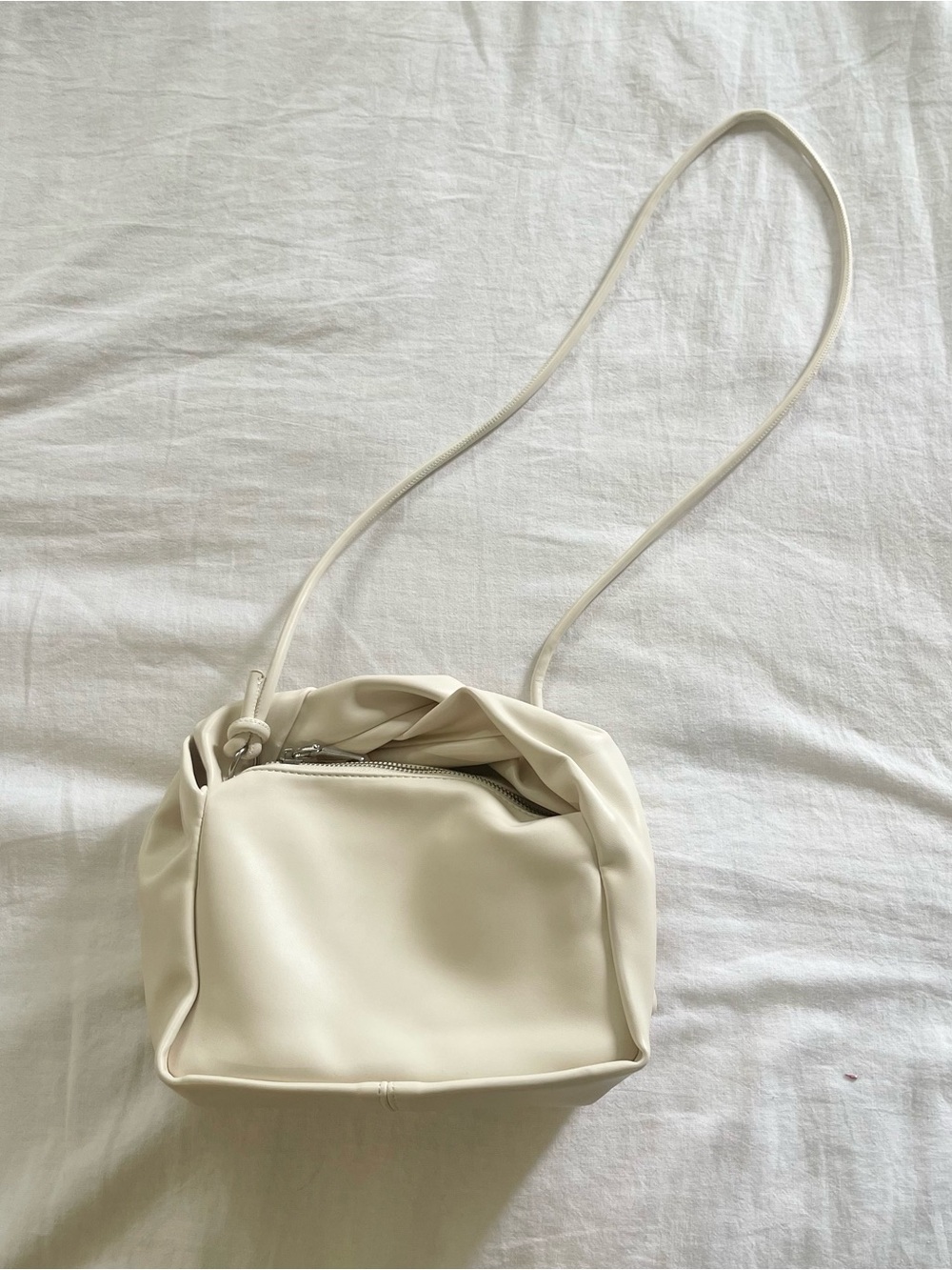 Faux leather white shoulder bag